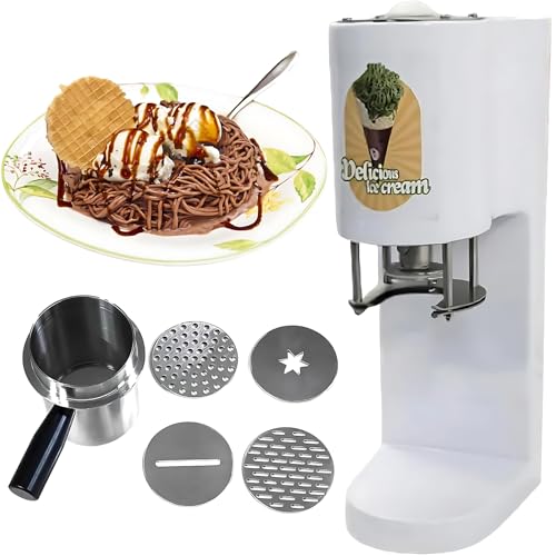 80W Stainless Steel Spaghetti Ice Cream Maker with 4 Shape Molds