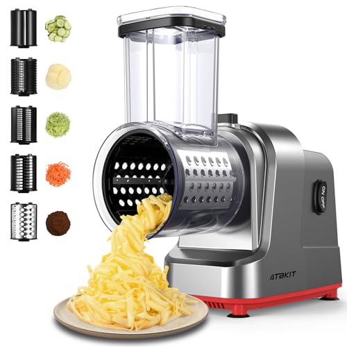 250W Electric Cheese Grater & Vegetable Slicer with 5 Blades
