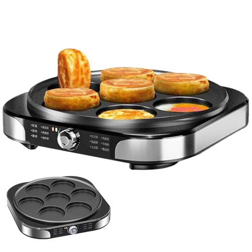 Non-Stick Electric Crepe Maker & 7-Hole Griddle Pan