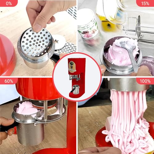 80W Stainless Steel Spaghetti Ice Cream Maker with 4 Shape Molds