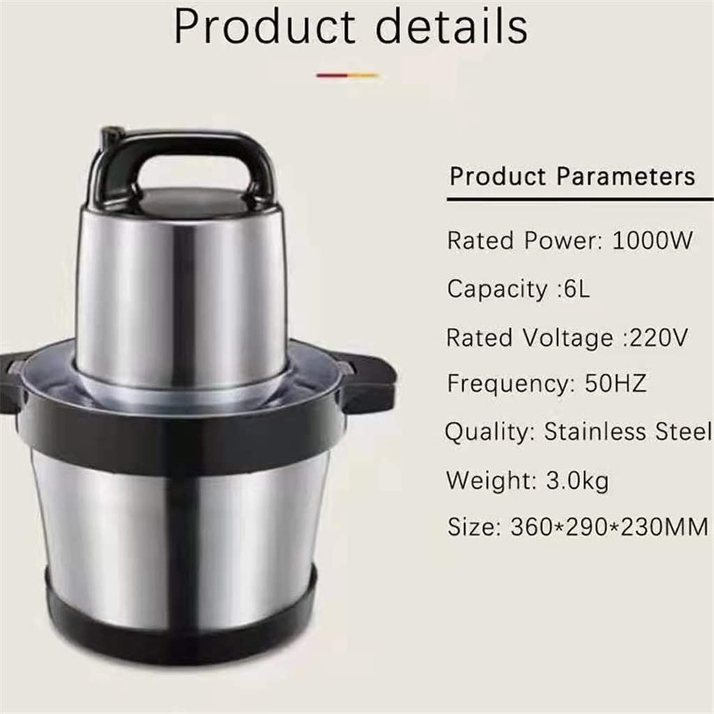 6L 1000W Stainless Steel Meat Grinder & Food Chopper