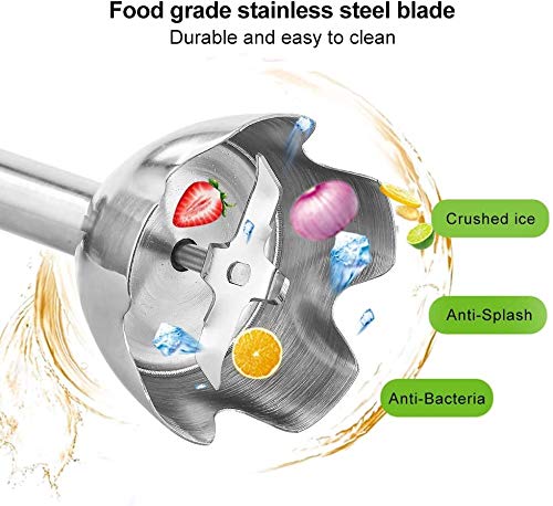 4-in-1 Immersion Blender with Whisk & Food Chopper Attachments