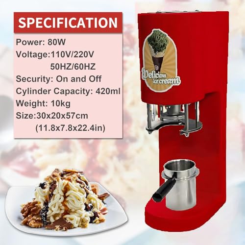 80W Stainless Steel Spaghetti Ice Cream Maker with 4 Shape Molds