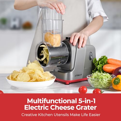 250W Electric Cheese Grater & Vegetable Slicer with 5 Blades