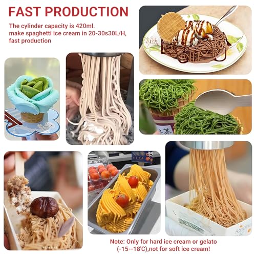 80W Stainless Steel Spaghetti Ice Cream Maker with 4 Shape Molds