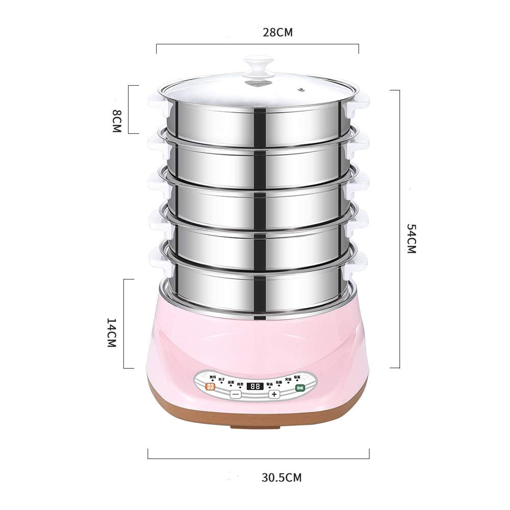 Stainless Steel Electric Food Steamer with Timer & Auto Shut-Off