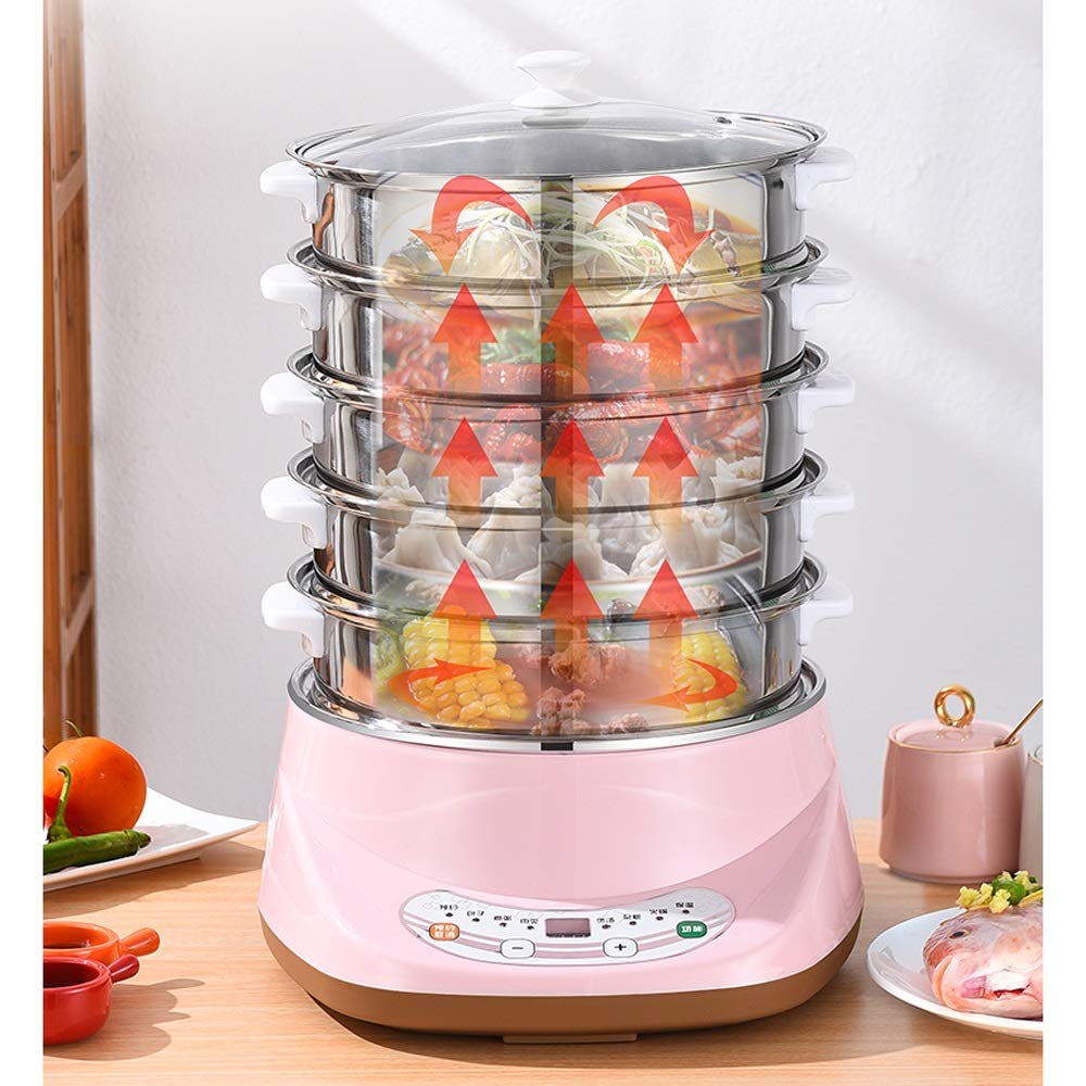 Stainless Steel Electric Food Steamer with Timer & Auto Shut-Off