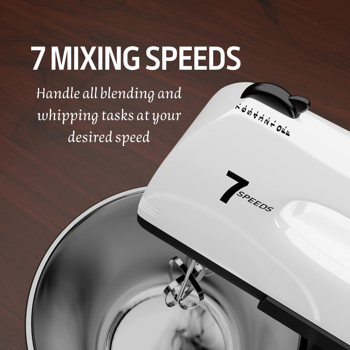 7-Speed Stand Mixer with 3QT Stainless Steel Bowl & Attachments