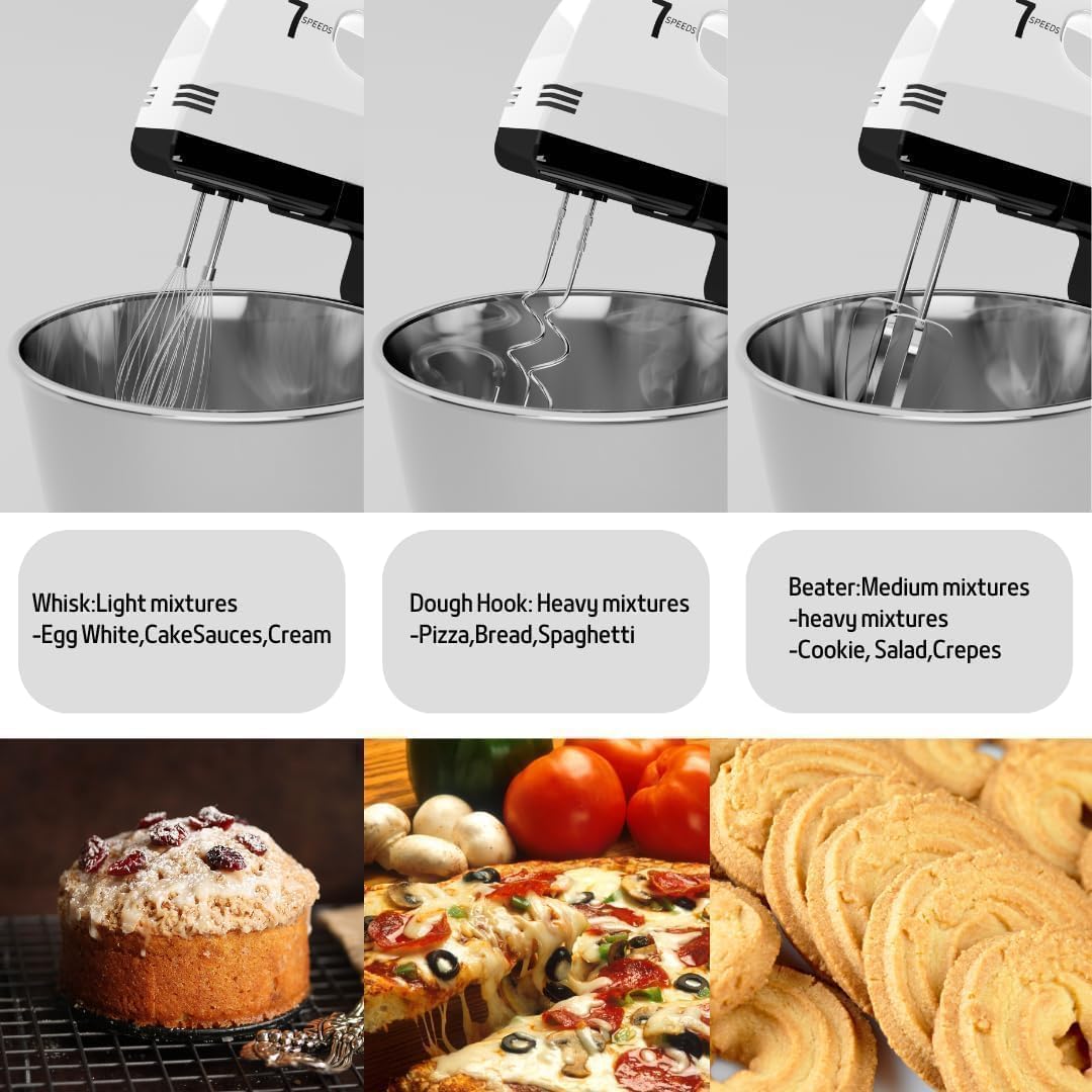 7-Speed Stand Mixer with 3QT Stainless Steel Bowl & Attachments