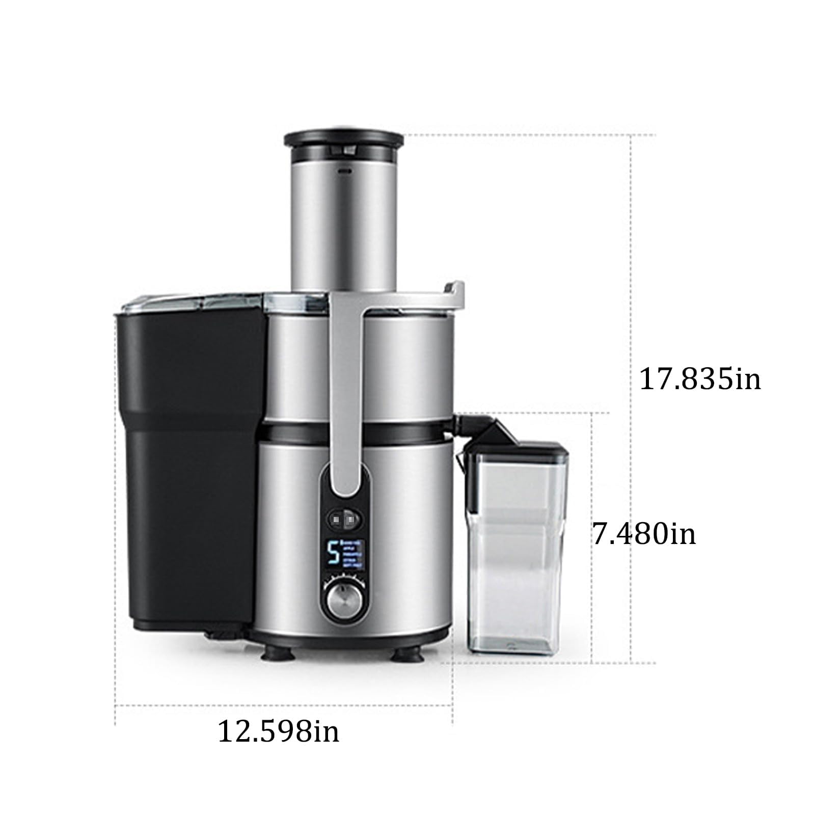 1250W Stainless Steel Centrifugal Juicer with 5-Speed Control