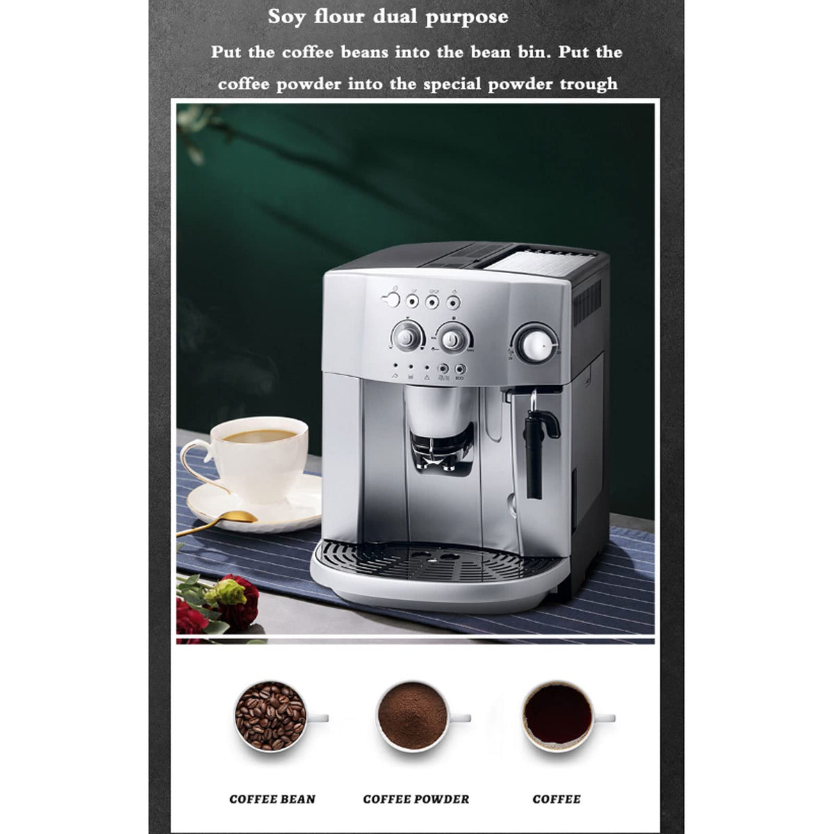 MKLFBY Fully Automatic Coffee and Espresso Machine Household Grinding All-in-One Coffee Machine, Dual-Purpose Bean Powder, Suitable for Cappuccino Mocha
