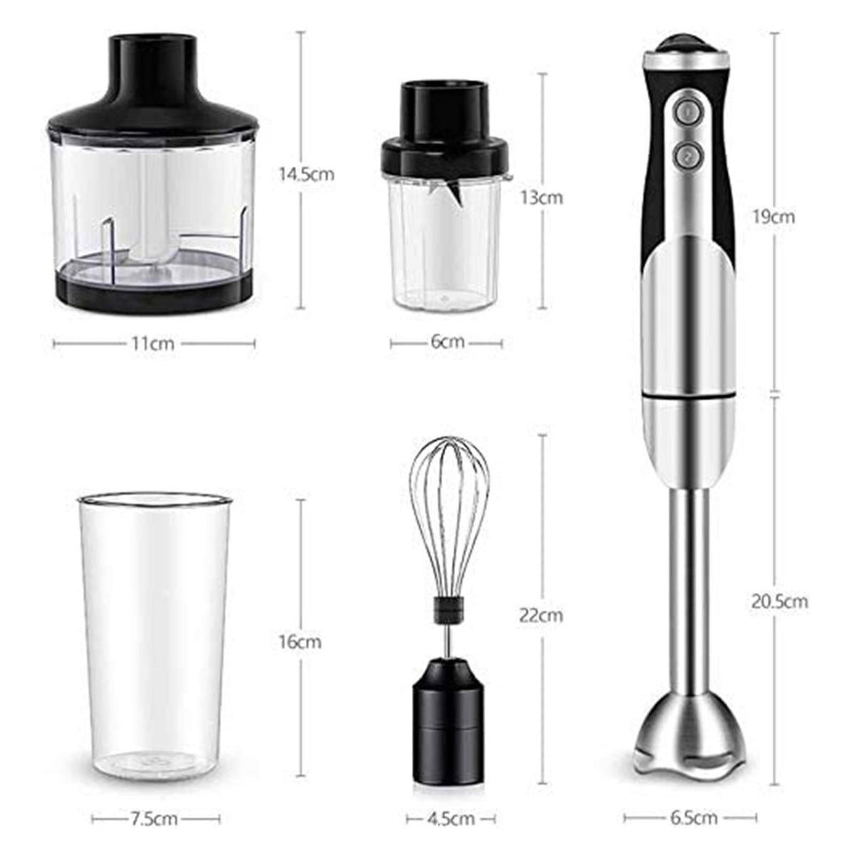 800W 5-in-1 Immersion Blender Set with Chopper & Whisk Attachments
