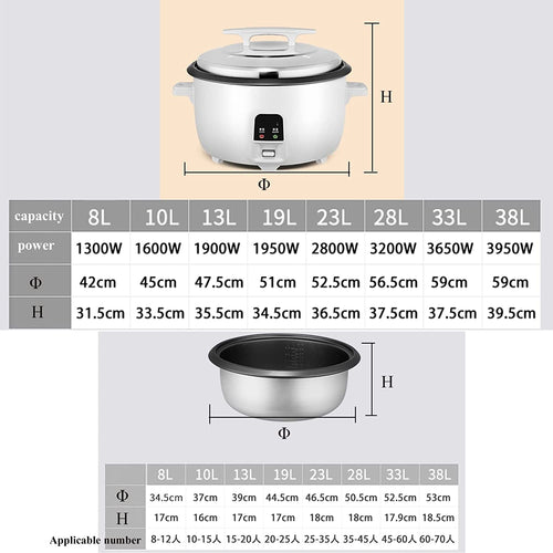 13L Large-Capacity Rice Cooker with Non-Stick Pot