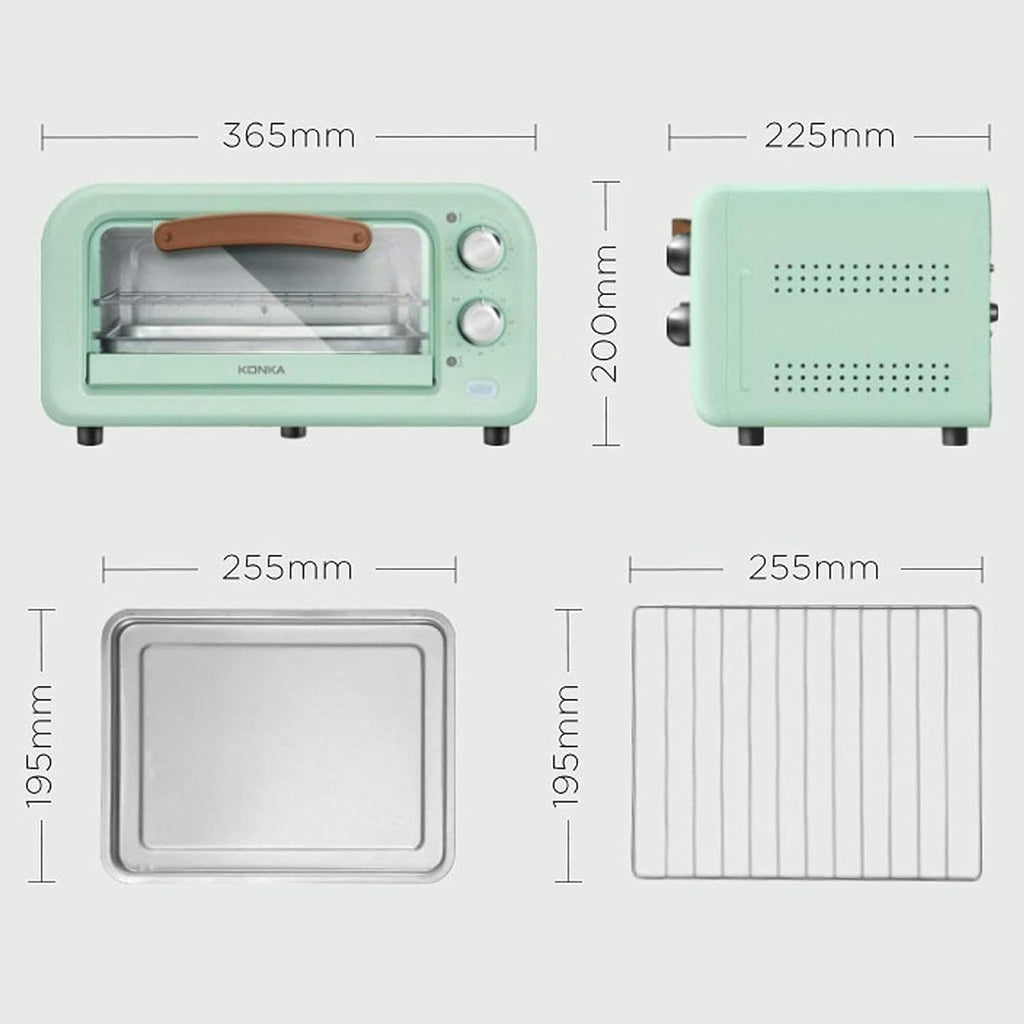 12L Retro Mini Electric Oven with Adjustable Temperature & Timer