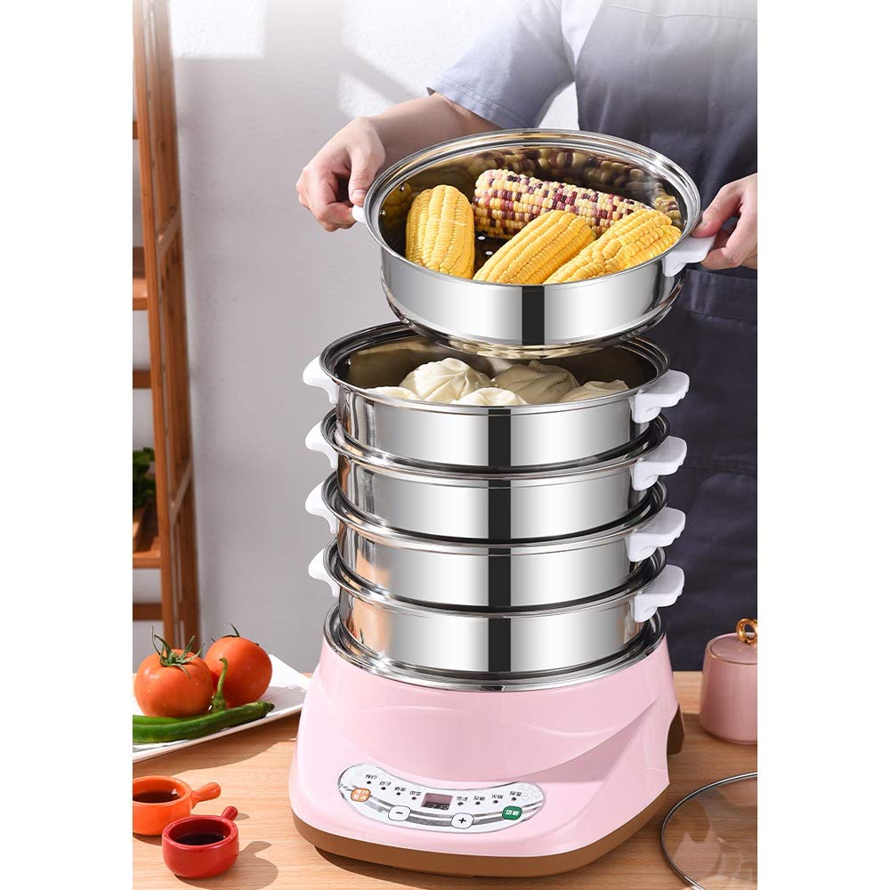 Stainless Steel Electric Food Steamer with Timer & Auto Shut-Off