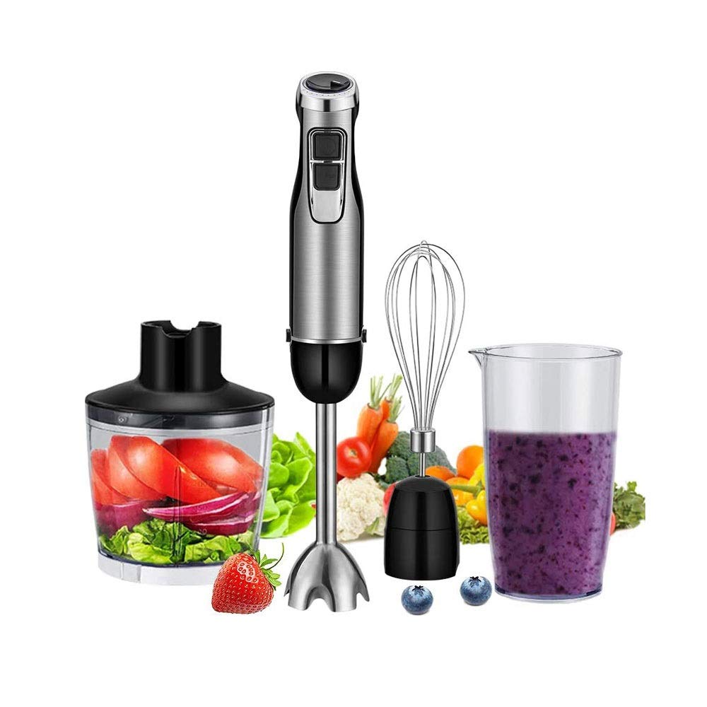 4-in-1 Immersion Blender with Whisk & Food Chopper Attachments