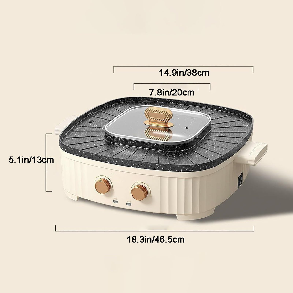 2-in-1 Electric Grill & Hot Pot with Non-Stick Divided Pan