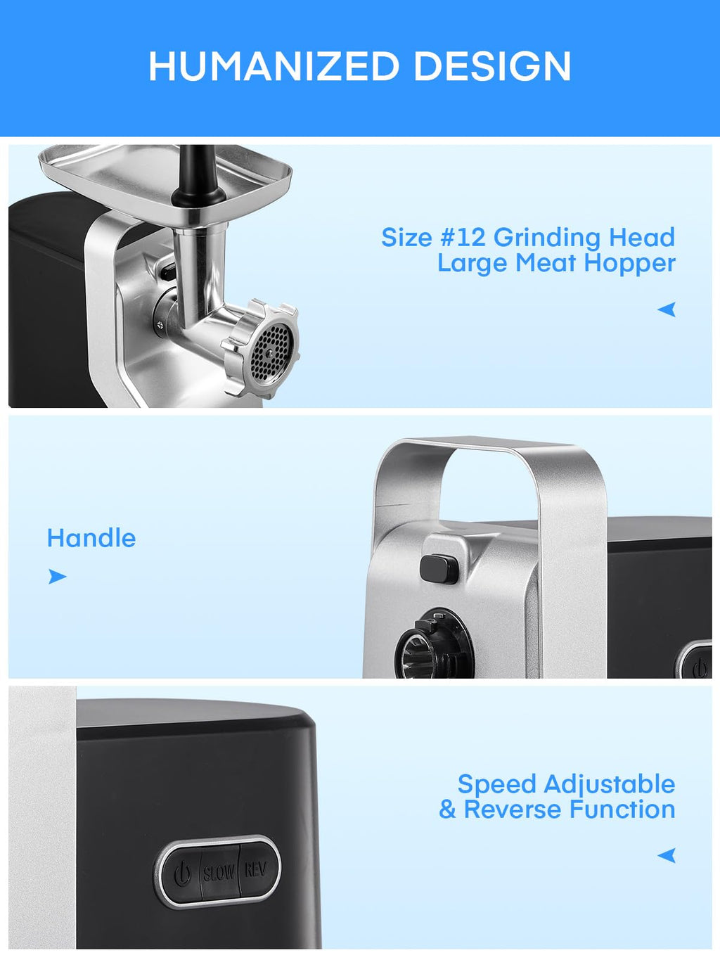 HOUSNAT 5-in-1 Meat Grinder Heavy Duty, 3000W Max Ultra Powerful