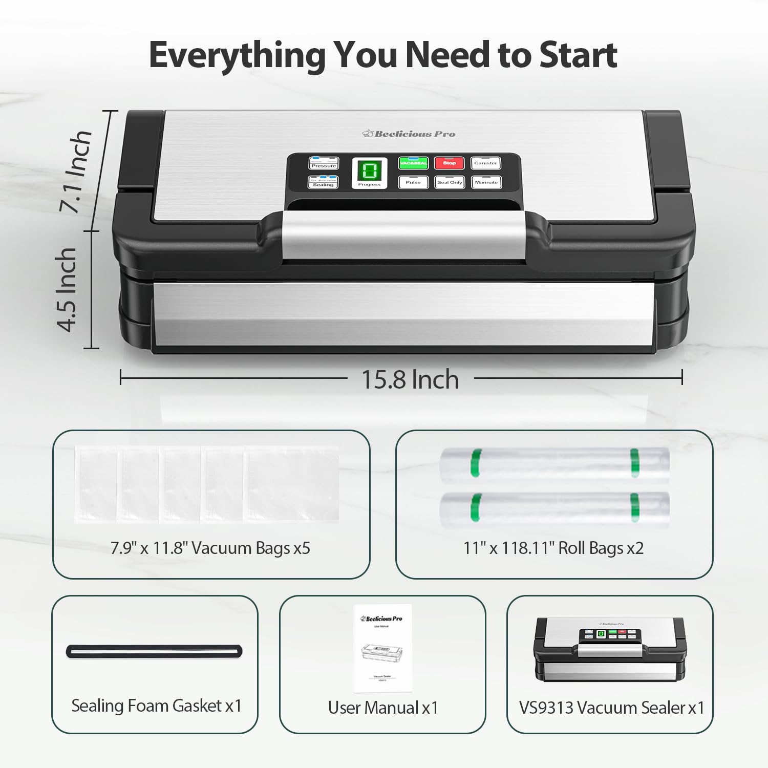 Beelicious Pro 95kPa Vacuum Sealer Machine with AquaLock Technology