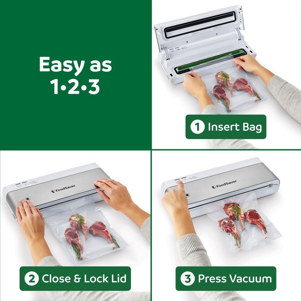 Compact Vacuum Sealer Machine with Bags & Roll for Food Storage