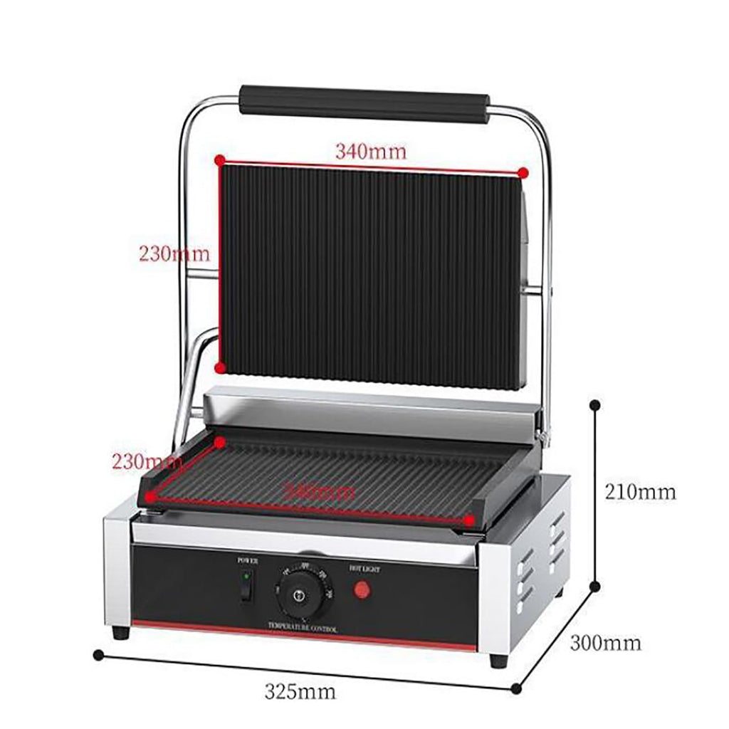 2200W Commercial Grooved Panini Press with Temperature Control