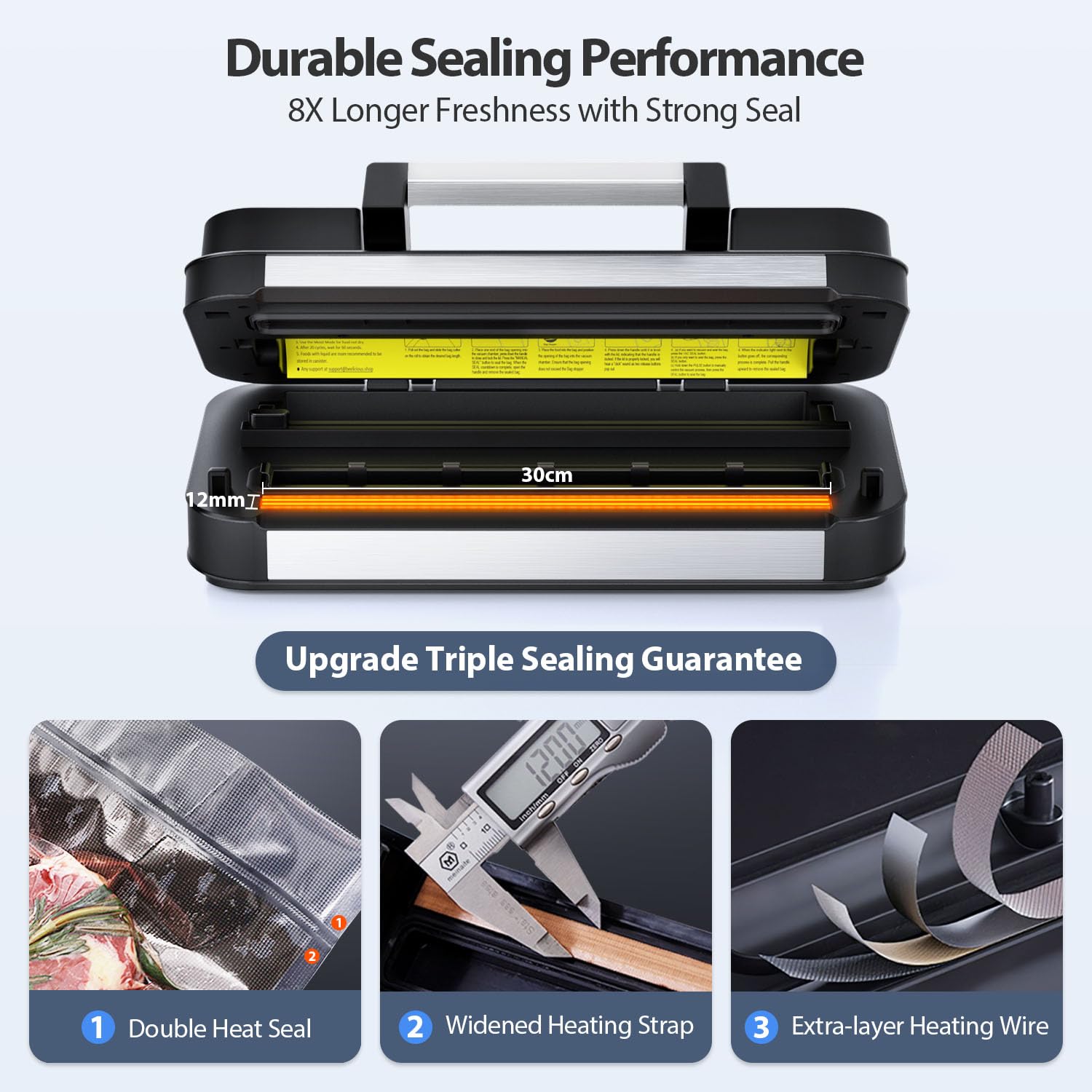 95KPa Vacuum Sealer with Double Heat Seal & Dual Pump