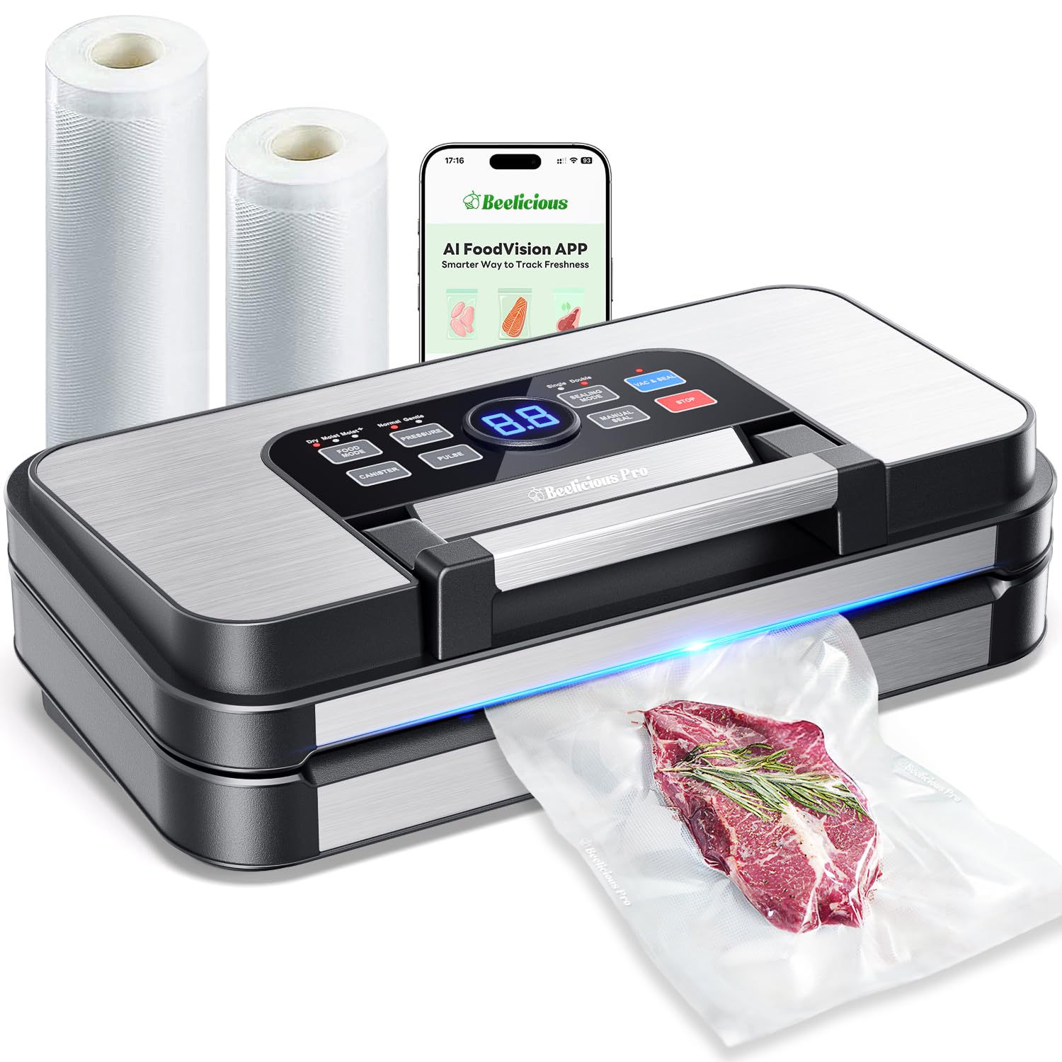 95KPa Vacuum Sealer with Double Heat Seal & Dual Pump