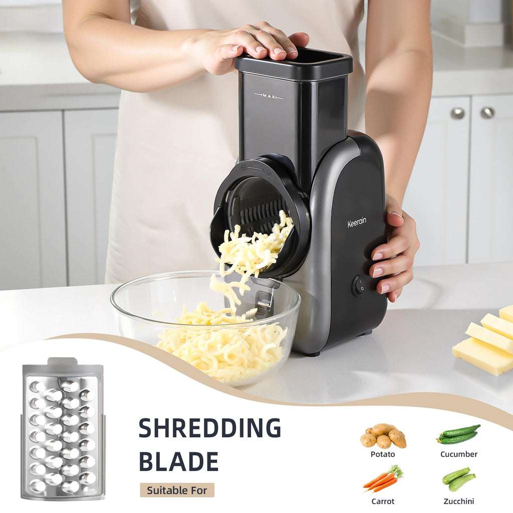 250W Electric Cheese Grater & Vegetable Slicer with 5 Blades