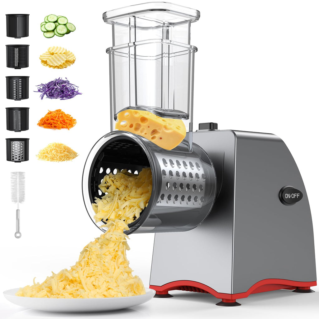 250W Electric Cheese Grater & Shredder with 5 Blades