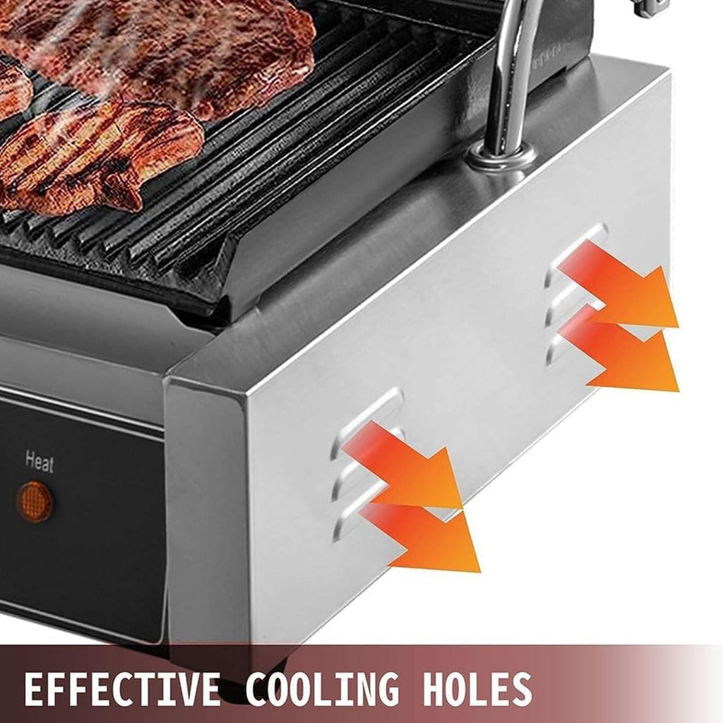 3600W Commercial Double Panini Grill Press with Temperature Control