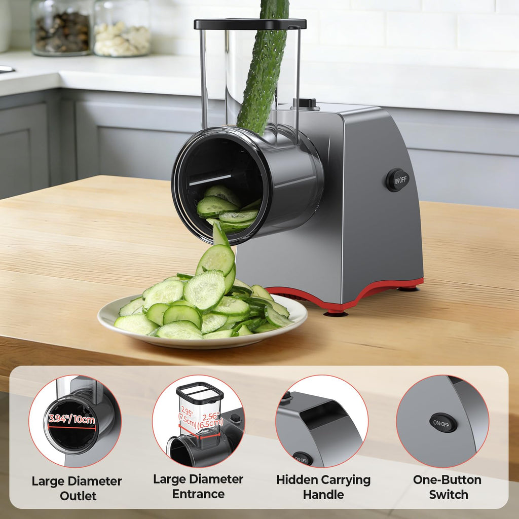 250W Electric Cheese Grater & Shredder with 5 Blades