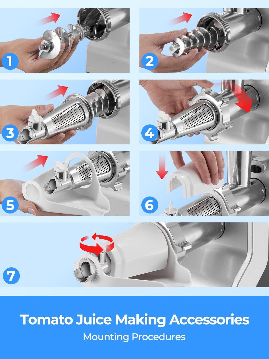 HOUSNAT 5-in-1 Meat Grinder Heavy Duty, 3000W Max Ultra Powerful