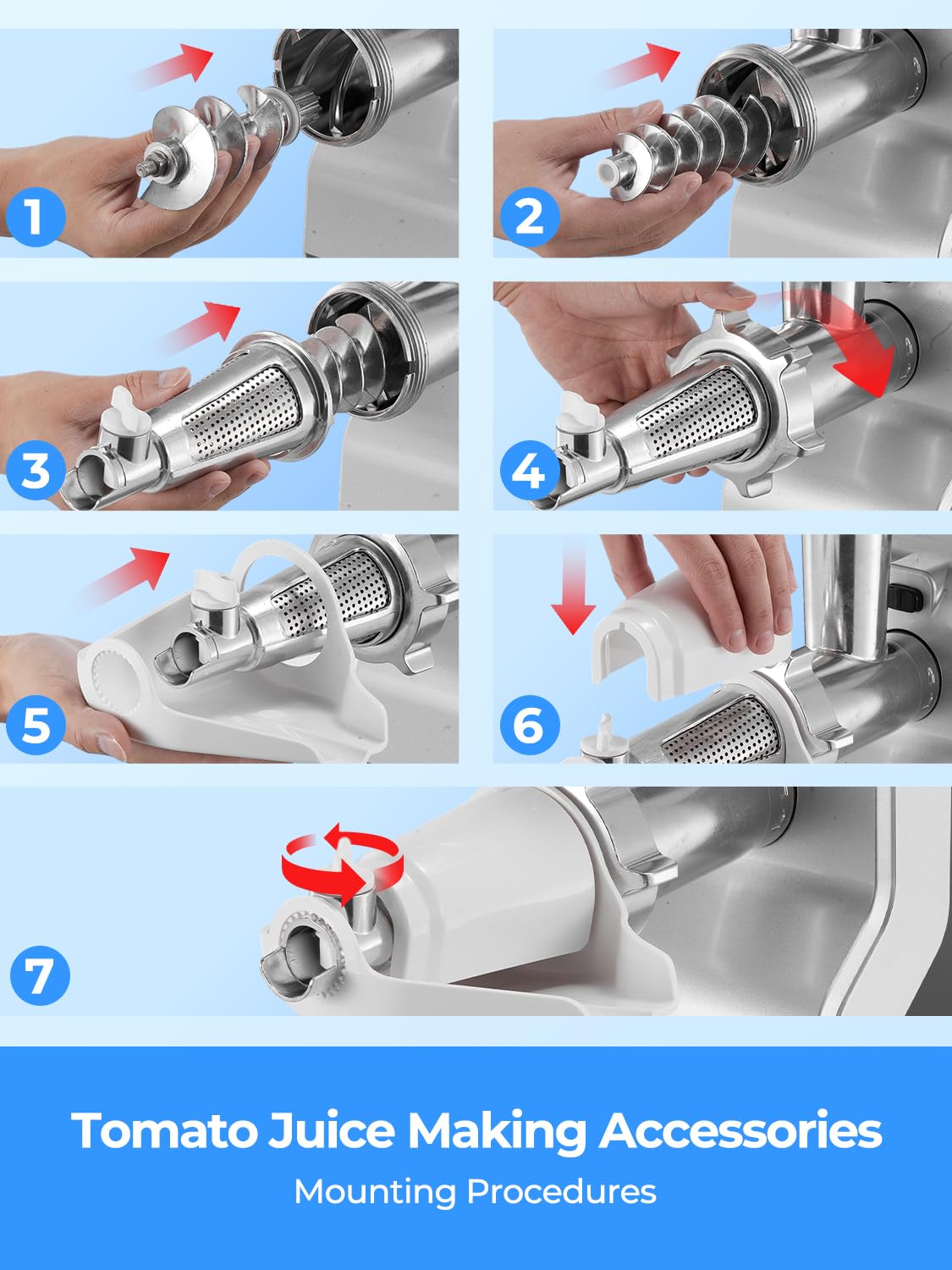 HOUSNAT 5-in-1 Meat Grinder Heavy Duty, 3000W Max Ultra Powerful