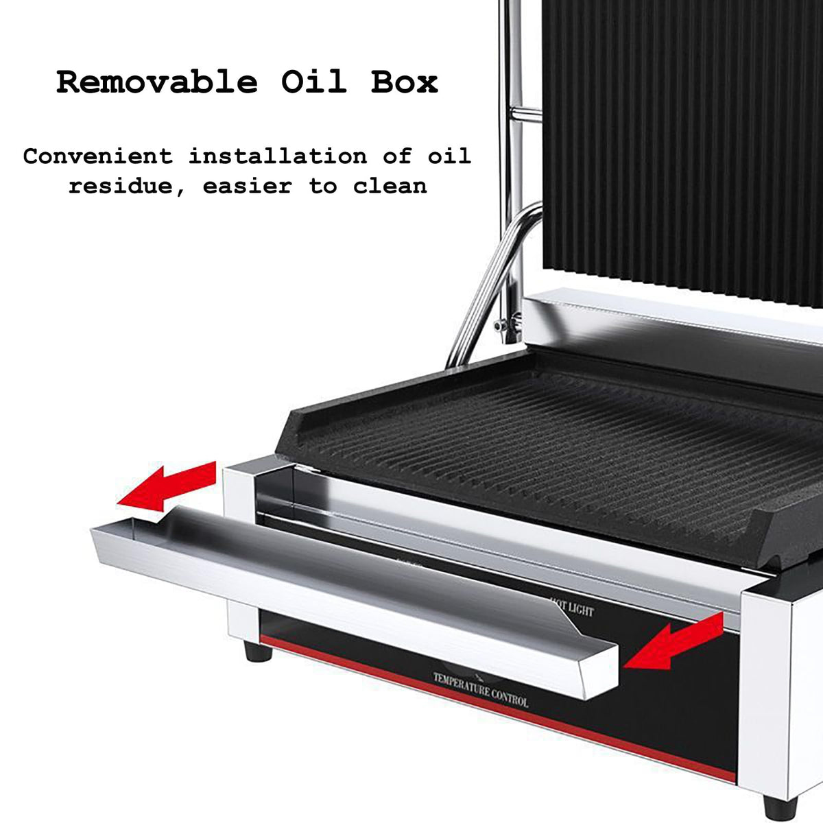 2200W Commercial Grooved Panini Press with Temperature Control