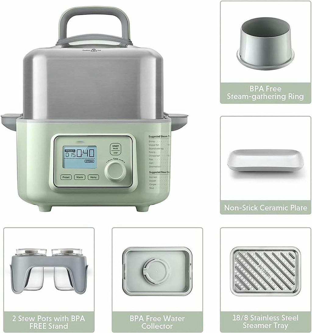 2-Tier Digital Electric Food Steamer with Auto Shut-Off