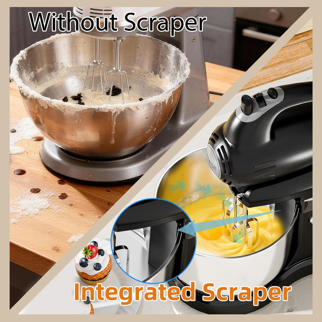 2-in-1 Stand Mixer with Auto-Rotating Bowl & 5-Speed Control