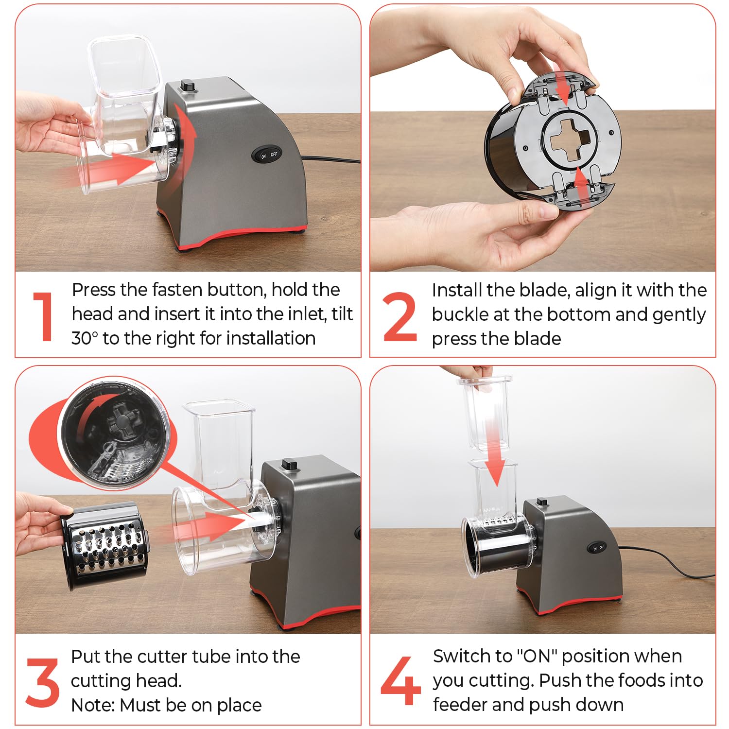 250W Electric Cheese Grater & Shredder with 5 Blades