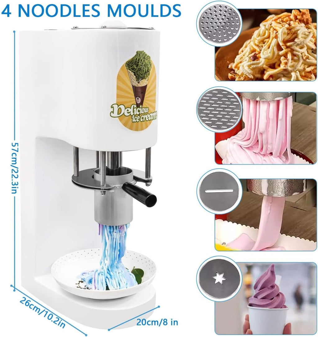 Commercial Stainless Steel Spaghetti Ice Cream Maker with 4 Shape Molds