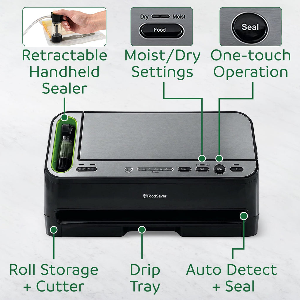 2-in-1 Vacuum Sealer Machine with Automatic Bag Detection & Starter Kit