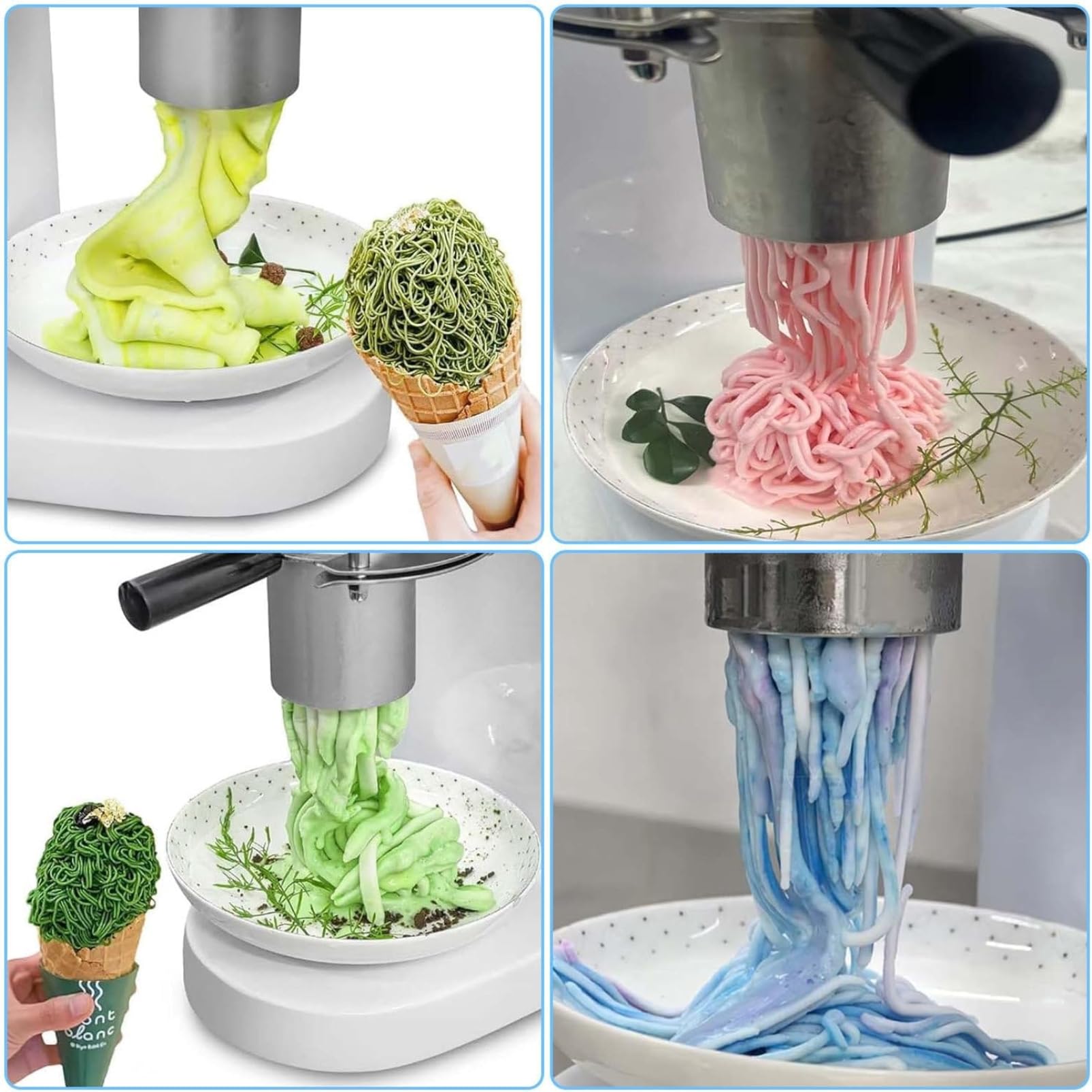 Commercial Stainless Steel Spaghetti Ice Cream Maker with 4 Shape Molds