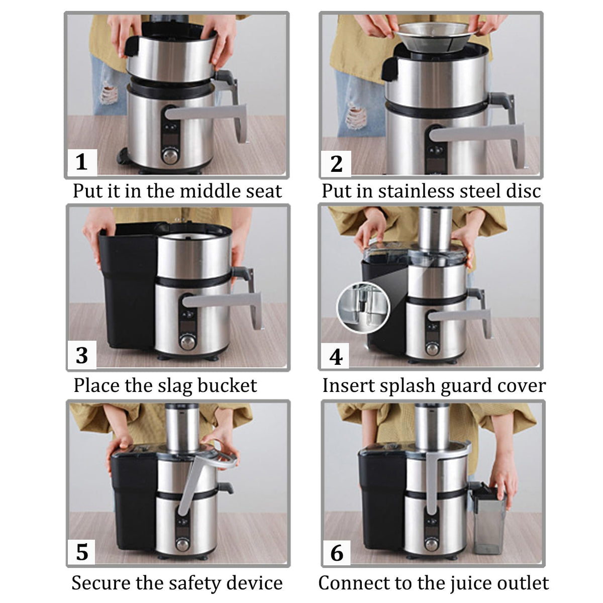 1250W Stainless Steel Centrifugal Juicer with 5-Speed Control