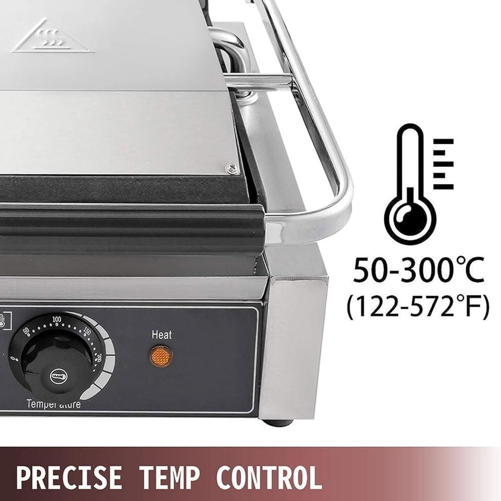 3600W Commercial Double Panini Grill Press with Temperature Control