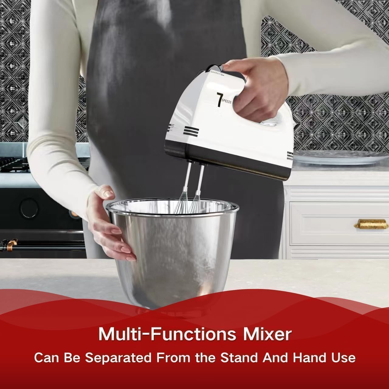 7-Speed Stand Mixer with 3QT Stainless Steel Bowl & Attachments