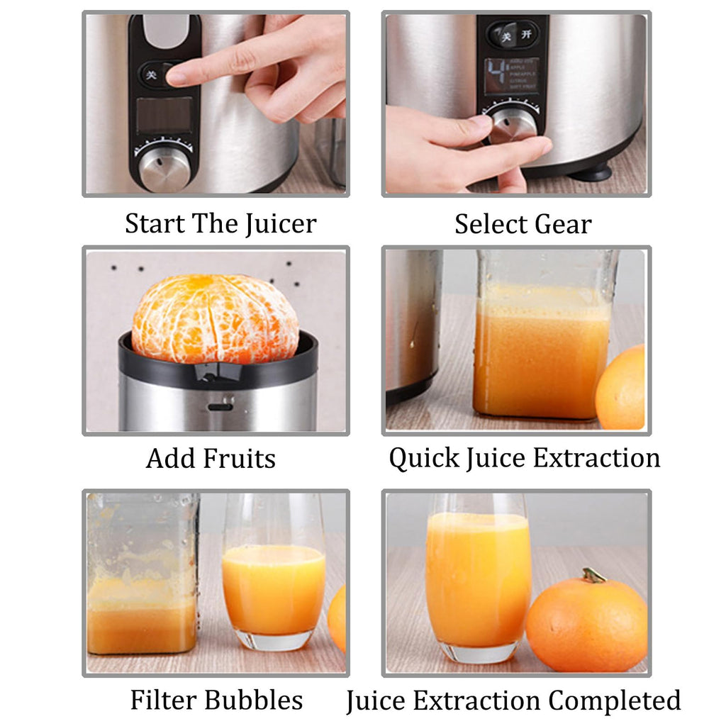 1250W Stainless Steel Centrifugal Juicer with 5-Speed Control