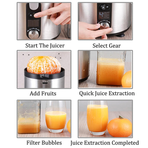 1250W Stainless Steel Centrifugal Juicer with 5-Speed Control
