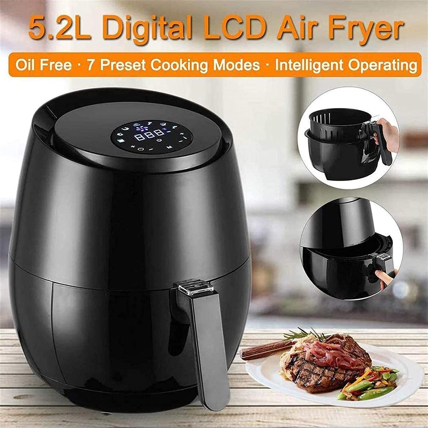 1500W Digital Air Fryer with 7 Presets & Non-Stick Baske