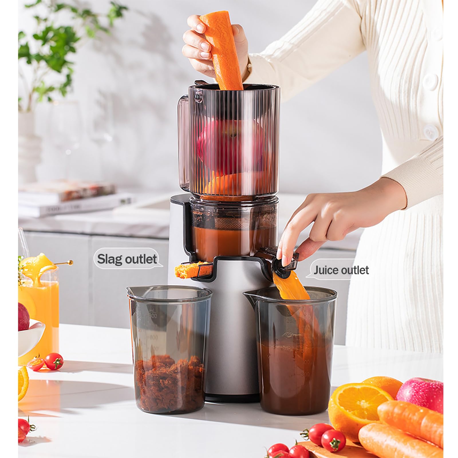 1.5L Cold Press Masticating Juicer with Large Feed Chute