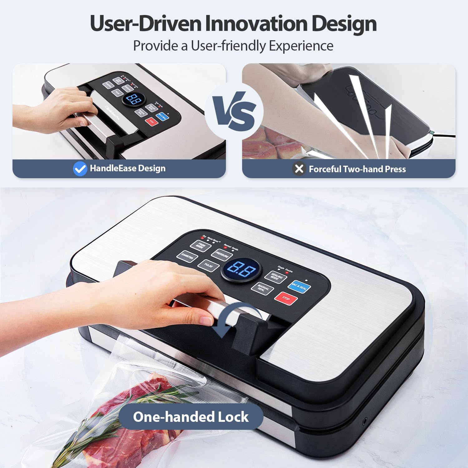 95KPa Vacuum Sealer with Double Heat Seal & Dual Pump