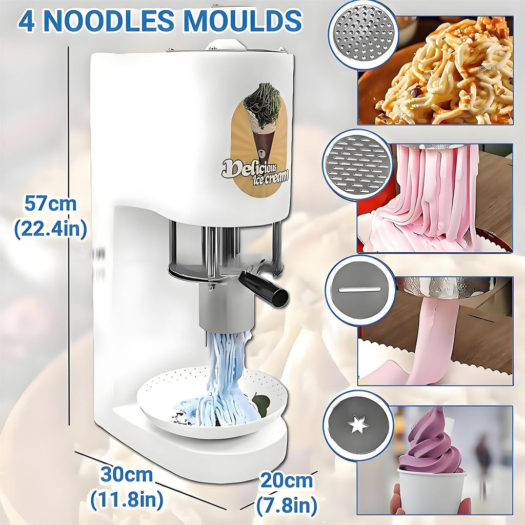 Commercial Ice Cream Spaghetti Press with 4 Shape Molds