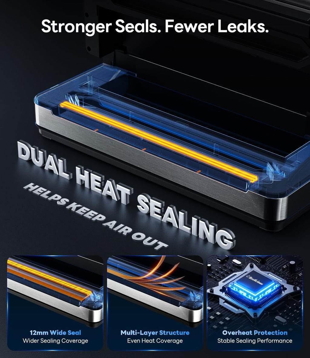 98kPa Vacuum Sealer with FoodTrace Label Printing & Food Management App